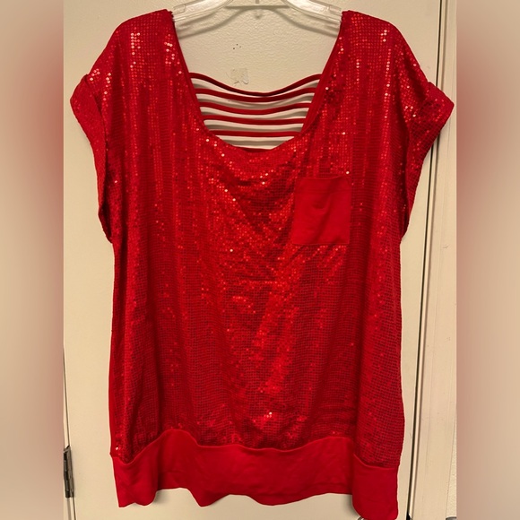 red sequin blouse - Picture 1 of 5